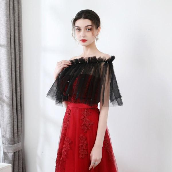 Blonde sjal Bryllup Cape SORT Black