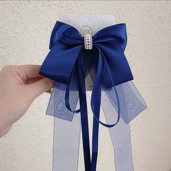Sløyfe Hårklemme Hestehale Hårnåler MARINE BLÅ NAVY BLUE