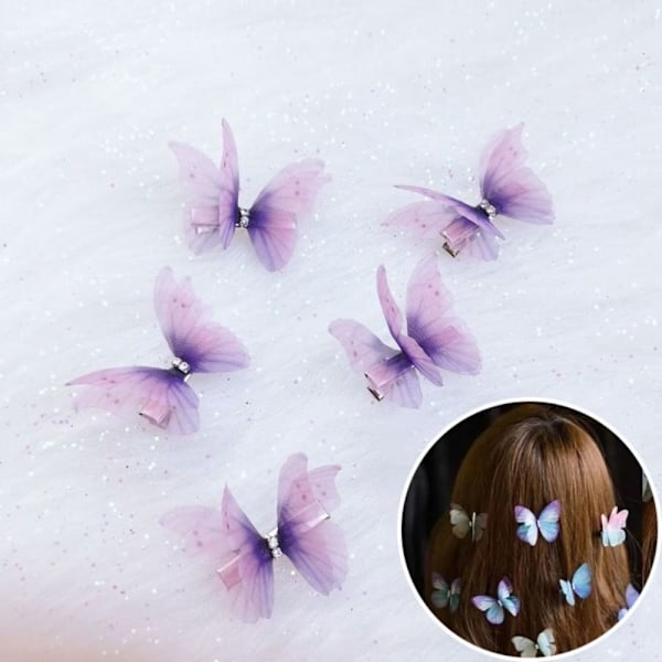 Mesh Butterfly Hårclips Dobbeltlags Butterfly Side Clip 7 7 7