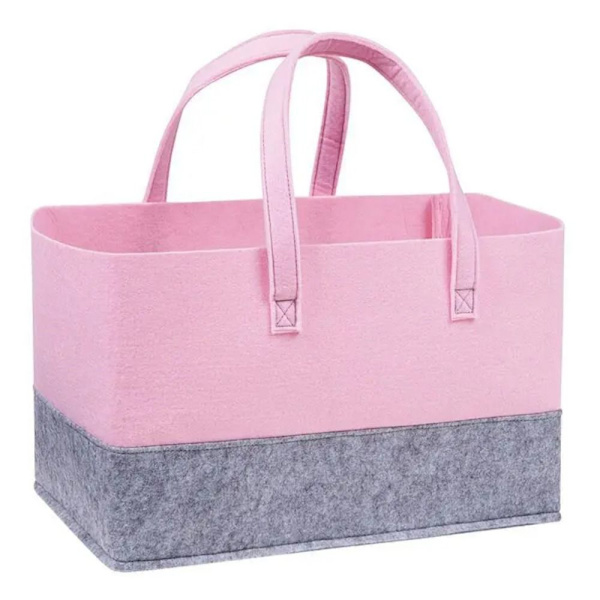 Filt Taske Håndtaske GRÅ&PINK Grey&Pink