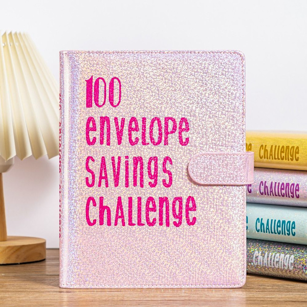 100 Kuvert Utmaning Pärm Kuvert Besparingsutmaningar pink style1-style1