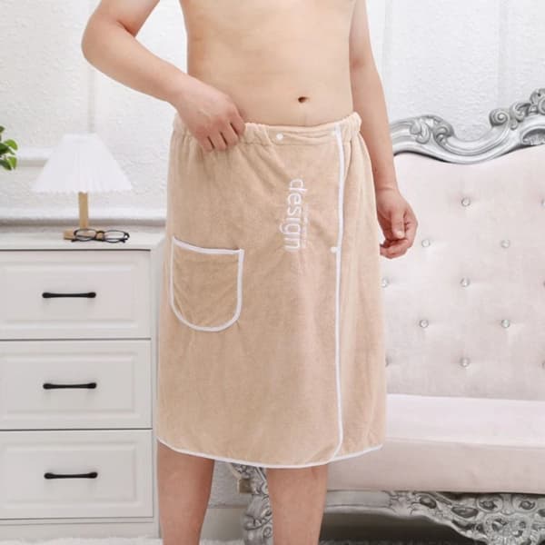 Blød mikrofiber badekåbe til mænd badehåndklæde KHAKI khaki
