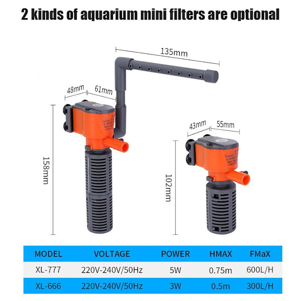 1 Stk Fish Tank Filter Vannpumpe 3W 3W 3W