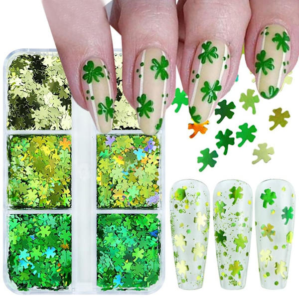 St. Patrick's Day Nail Art 3D Clover Nail Sequins Sequins Kit St. Patrick's Day