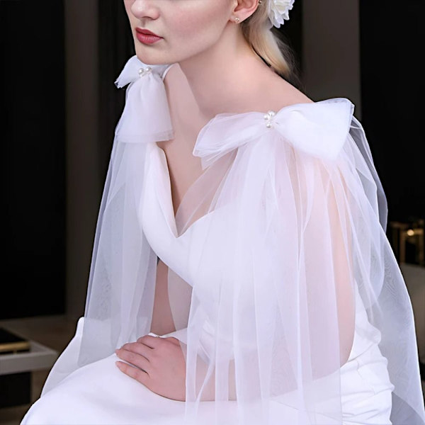 1 Par Spets Sjal Bröllop Cape DEEP IVORY DEEP IVORY Deep ivory