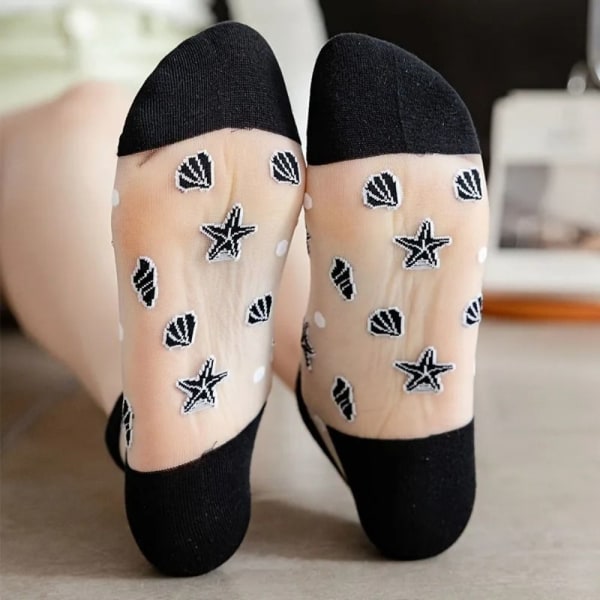 Crystal Glass Silk Socks Lastic Socks MUSTA Black