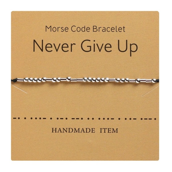 Morse Code Armbånd Perle Armbånd GIV ALDRIG OP GIV ALDRIG OP Never Give Up
