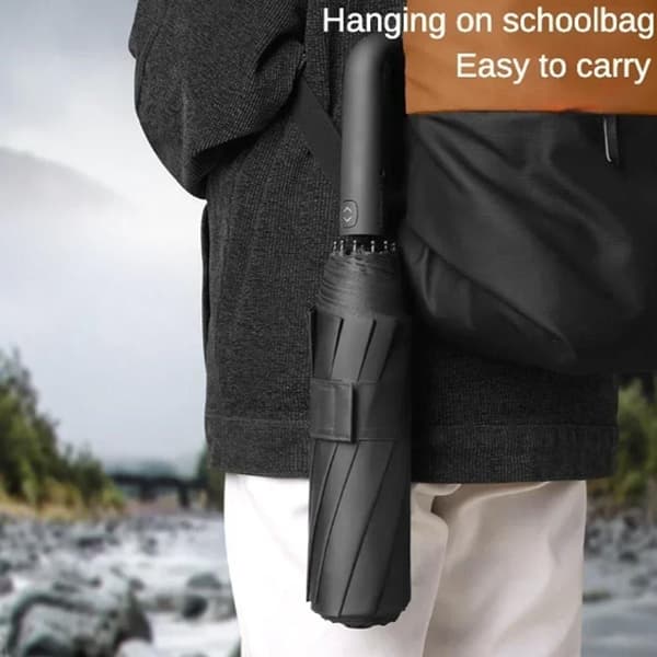 Helautomatiskt paraply med ringfäste GRÅ grey