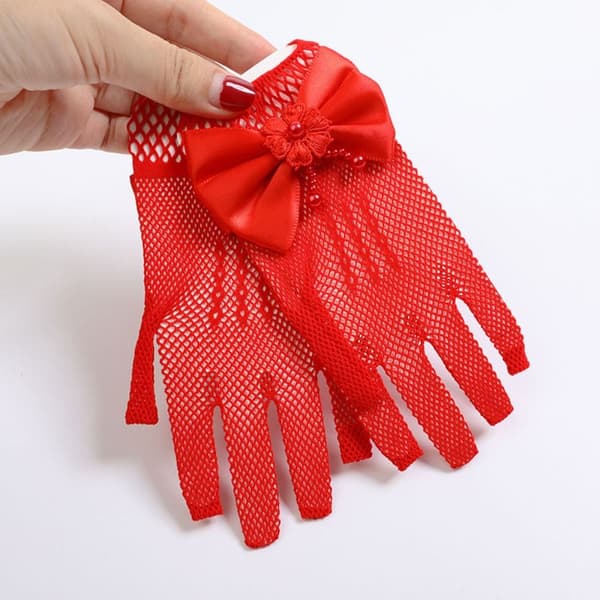 Børne Bryllupshandsker Blonde Mesh Handsker HVIDE White