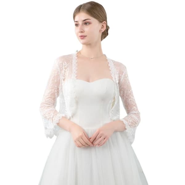 Spetssjal Bröllop Cape VIT White