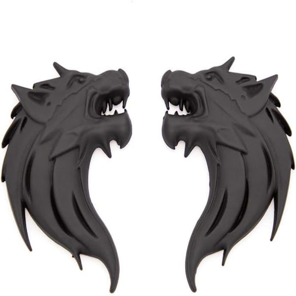 2st 3D Wolf Head Metal Emblem 3D Emblem Biltillbehör