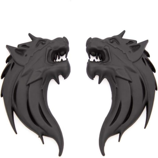 2stk 3D Wolf Head Metal Emblem 3D Emblem Biltilbehør
