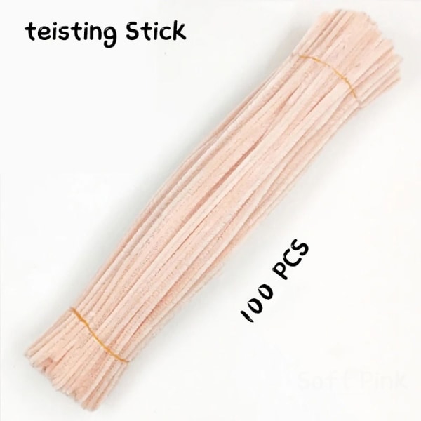100 kpl / set Chenille Stems Twist Stick Pehmonauha SKIN skin color