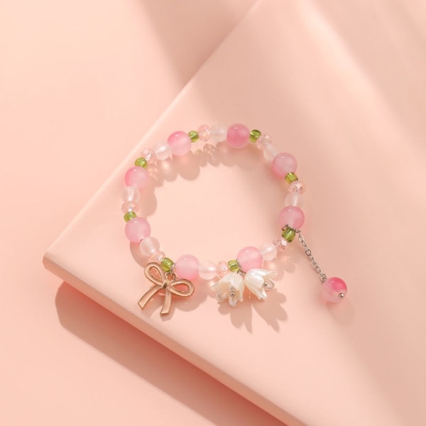 Bow Fashion Hand Chain Gradient Fortune Rannekoru PINK Pink