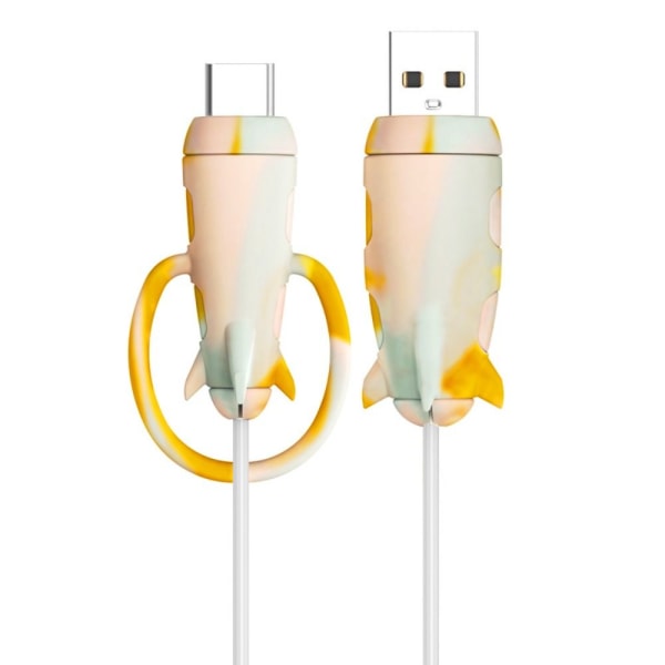 Kabelskydd Laddare Cover Pink&Green&Yellow USB to C-USB to C