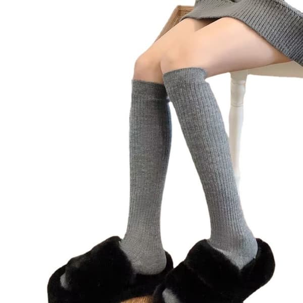 Dame Strømper Lange Sokker MØRKEGRÅ dark grey