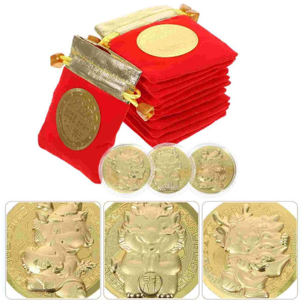 Erindringsmønt Dragon Gold Coins STYLE 2 MED BAG STYLE 2 Style 2 with Bag