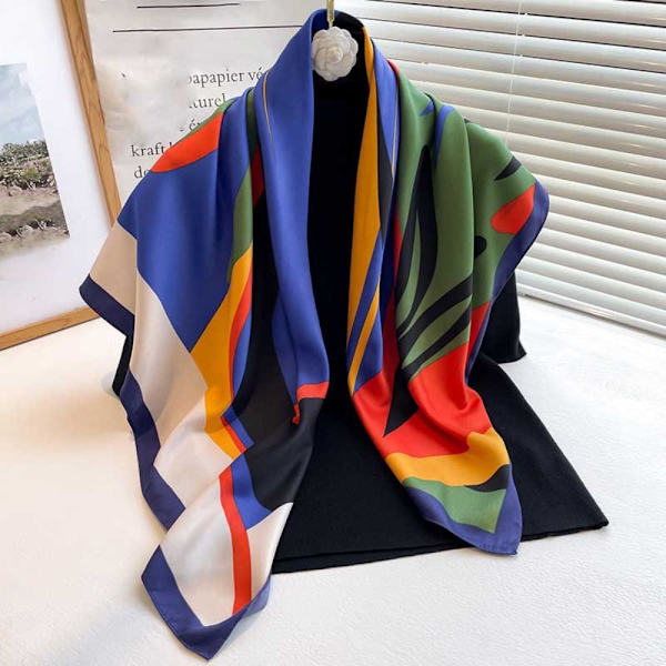 Strandsjal 90x90cm Sidenscarf 4 4 4
