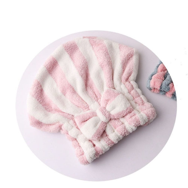 Bowknot Dry Hair Cap Quick Dry Hair Shower Cap PINK pink