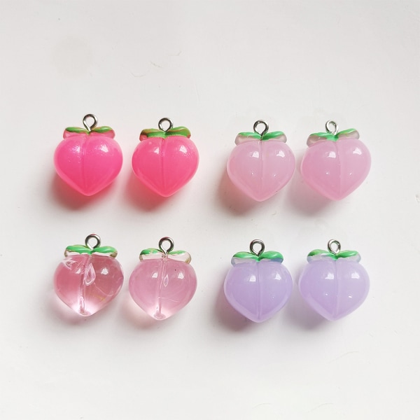 10 stk Peach Flat Resin Charms Anheng Peach Charms Fruit 8