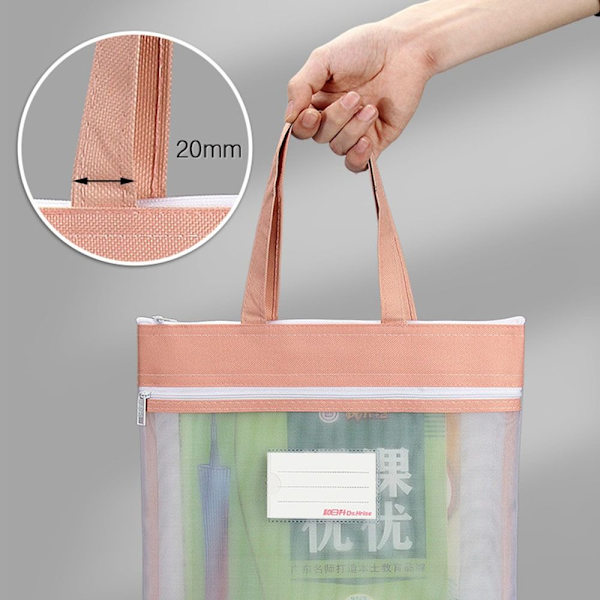 Transparent Mesh Filpåse Brevpapper Hållare Väska LJUSGRÅ Light grey