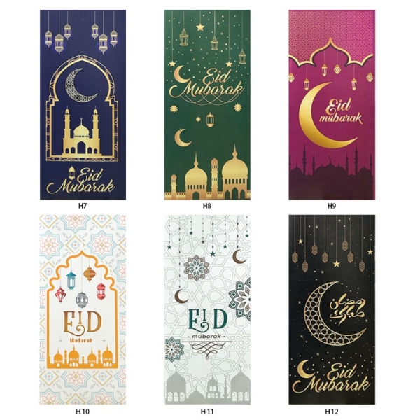 6 stk. Eid Mubarak Kuverter Muslimsk Islamisk Lomme MIX F MIX F
