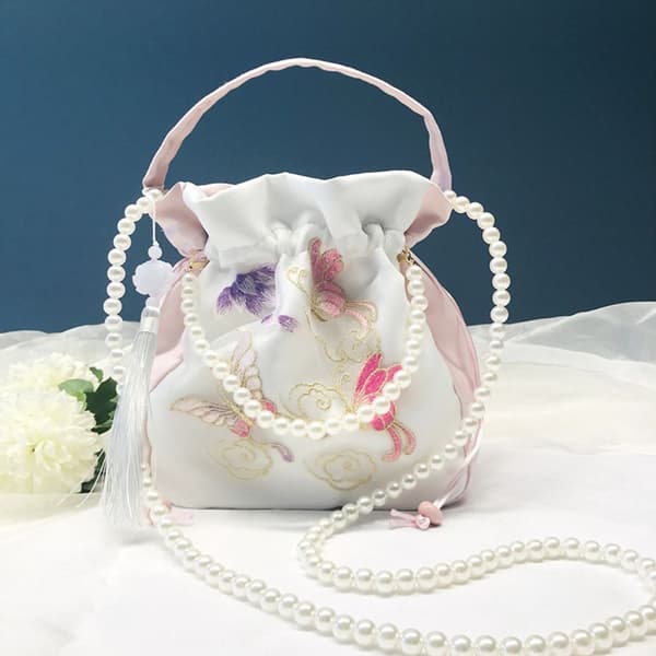 Broderte blomster snørepose godterioppbevaringspose 2 2 2