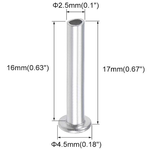 100 st aluminium platt fackverkshuvud Halvtubformade nitar M2.5 X M2.5 x 16mm