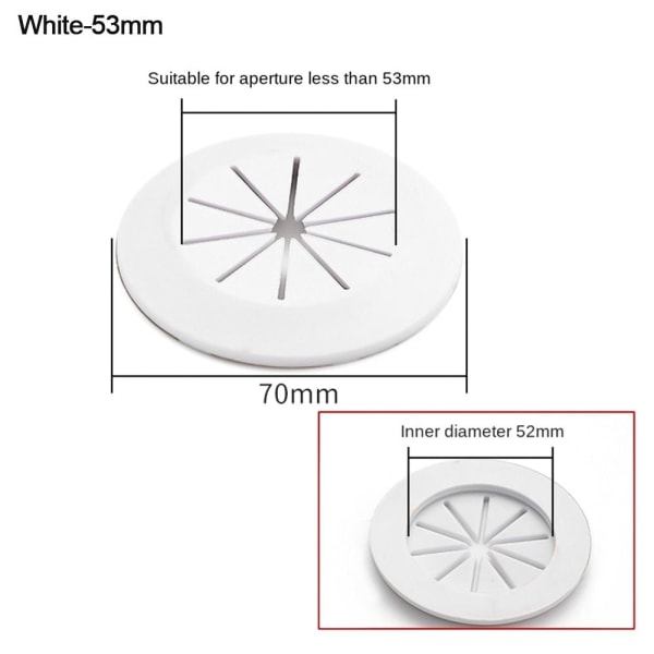 Wire Hole Cover Computer Grommet HVIT 53MM white 53mm