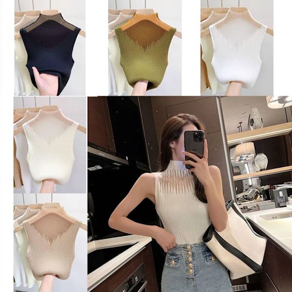 Mesh neulottu yläpääntieliivi KHAKI Khaki