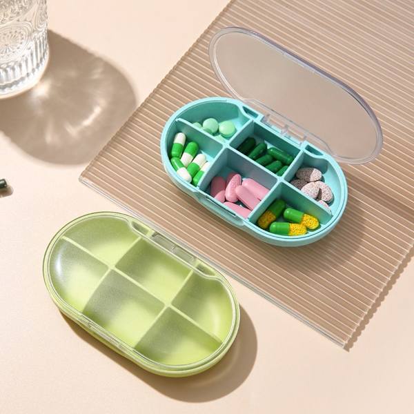 6 Grids PillBox Pills Organizer Case BLÅ blue