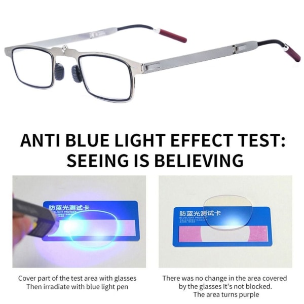 Anti-blått lys lesebriller Firkantede briller SØLV Silver Strength 150