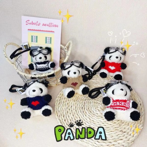 Panda Doll Nøgleringe Panda Pilot Pendant C C C