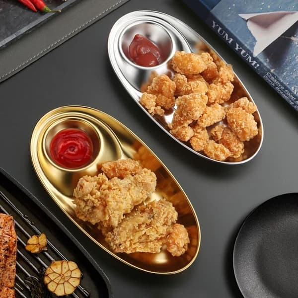 Middag Bakke Snack Skål SØLV L Silver L