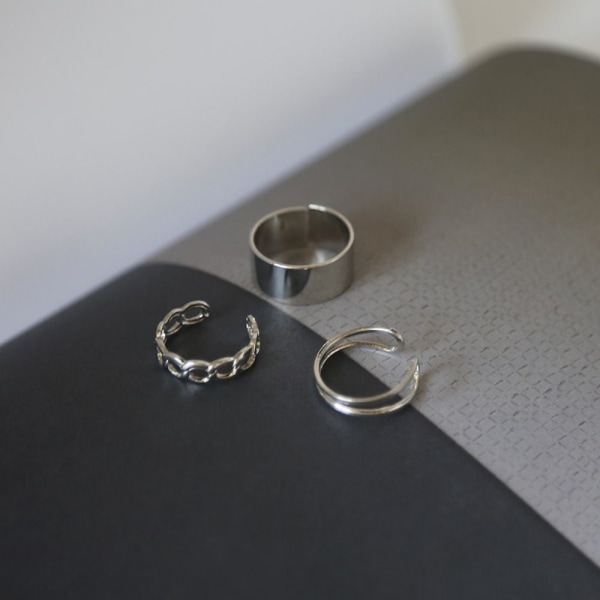 3stk Ring Sæt Dobbeltlags Ringe Knuckle Ring silver