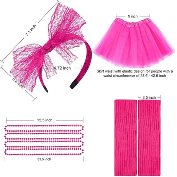 80-luvun Fancy Dress Accessories Set Naisten Set PINK Pink