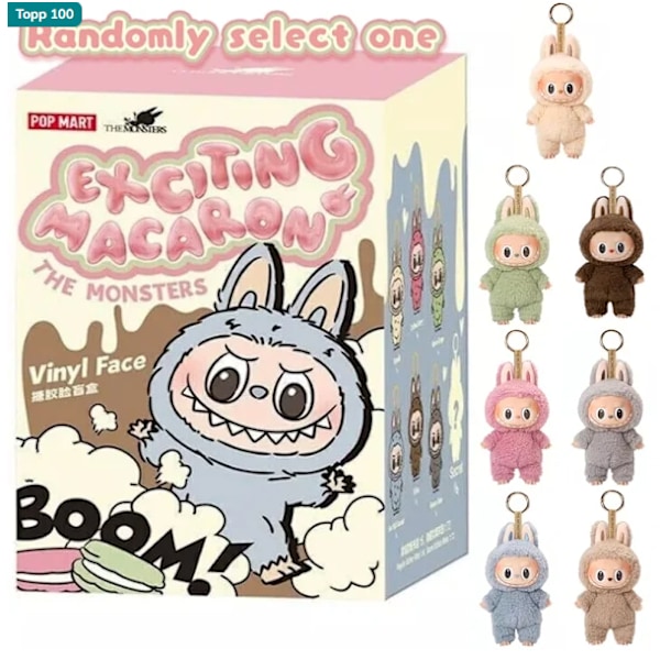 1 stk POP MART LABUBU The Monsters Spennende Macaron Plysjdukker Figur Leker Blindbokser 4