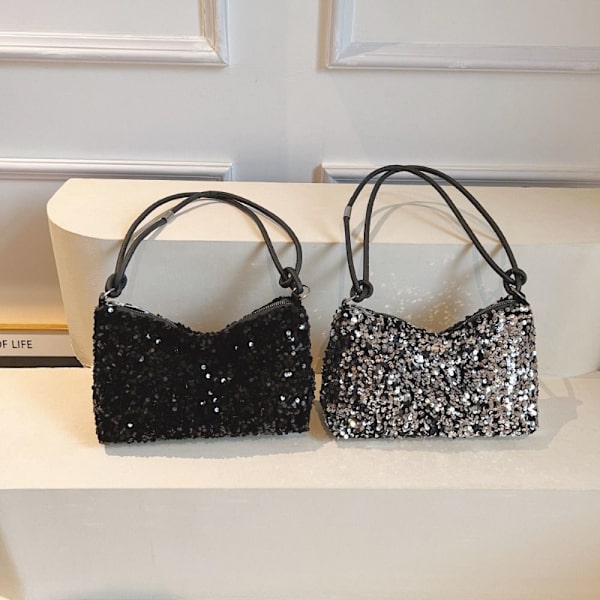 Sequin håndtaske Enkel skulder underarm taske SORT black