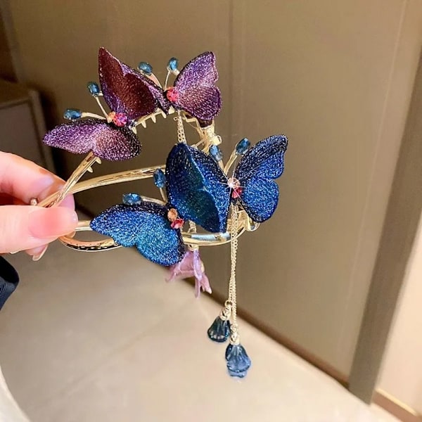 Butterfly Fringe Hair Clip Hiusneula PURPLE purple