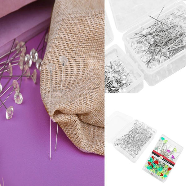 100 stk Klare Blomsterpinner Diamante Corsages Pin HVIT white