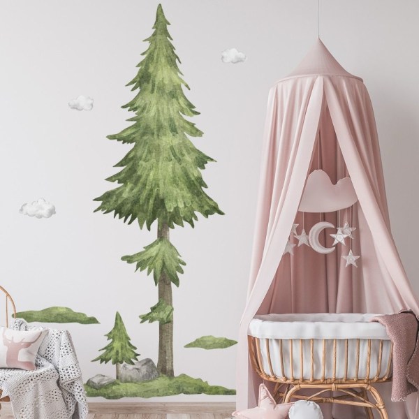 Træ vægklistermærker Pine Tree Wall Stickers Peel and Stick