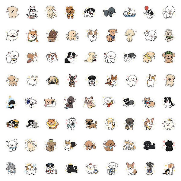 70 stk Stupid Cute Dog Stickers Graffiti Sticker Ornament