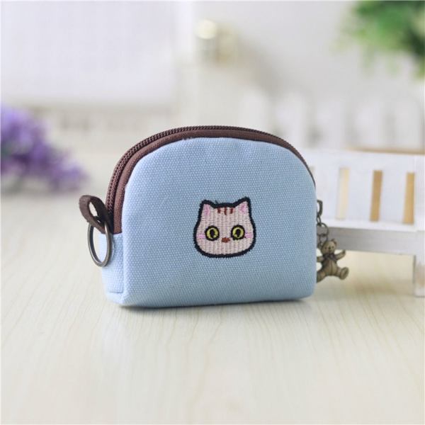 Kolikkokukkaro Avaimenperä Lompakko VAALEAN SININEN KISSA KISA light blue cat-cat