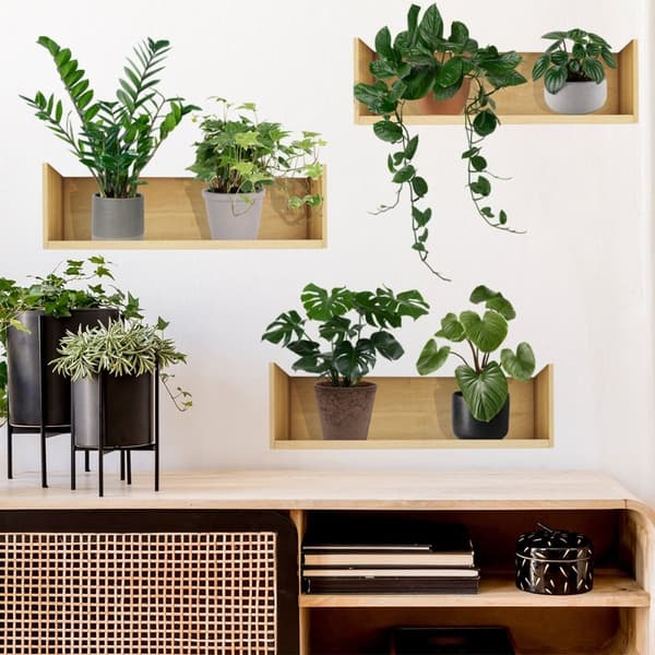 Väggdekaler 3D Gröna Krukväxter, Grönska och Blad
