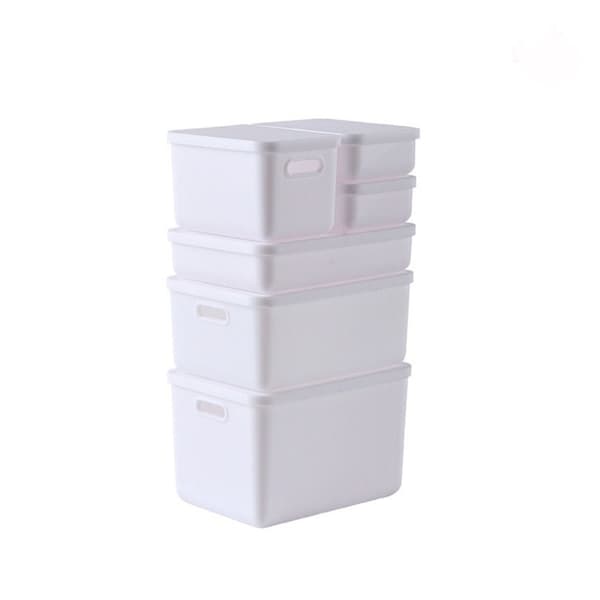 6 st/set Mini Förvaringslåda Dockhus Leksaksbehållare VIT white