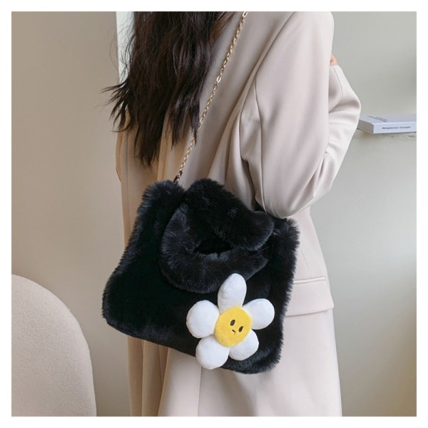 Sunflower Pehmo Crossbody Laukku Furry Crossbody Laukku VALKOINEN white