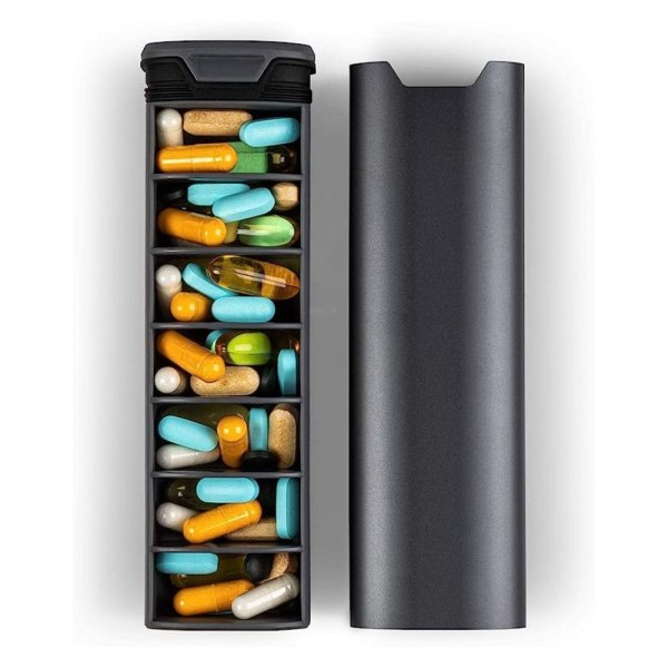 7 Day Weekly Pill Organizer Travel Pill Box TUMMUN SININEN dark blue