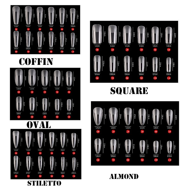 240stk False Nails Ultra Tynd STILETTO STILETTO Stiletto