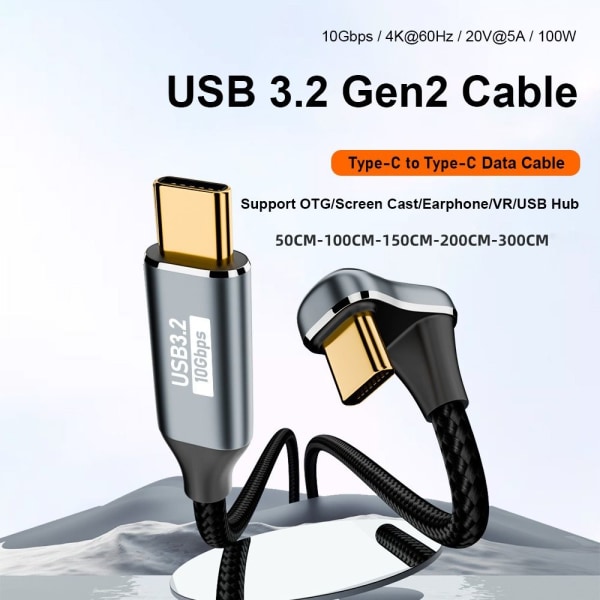 USB 3.1 Gen 2 Type-C Kaapeli OTG-datajohto 3M-MALE MIESEEN 3m-Male to Male
