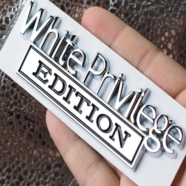 2 st White Privilege Edition emblem 3D metalllogotyp bilmärke